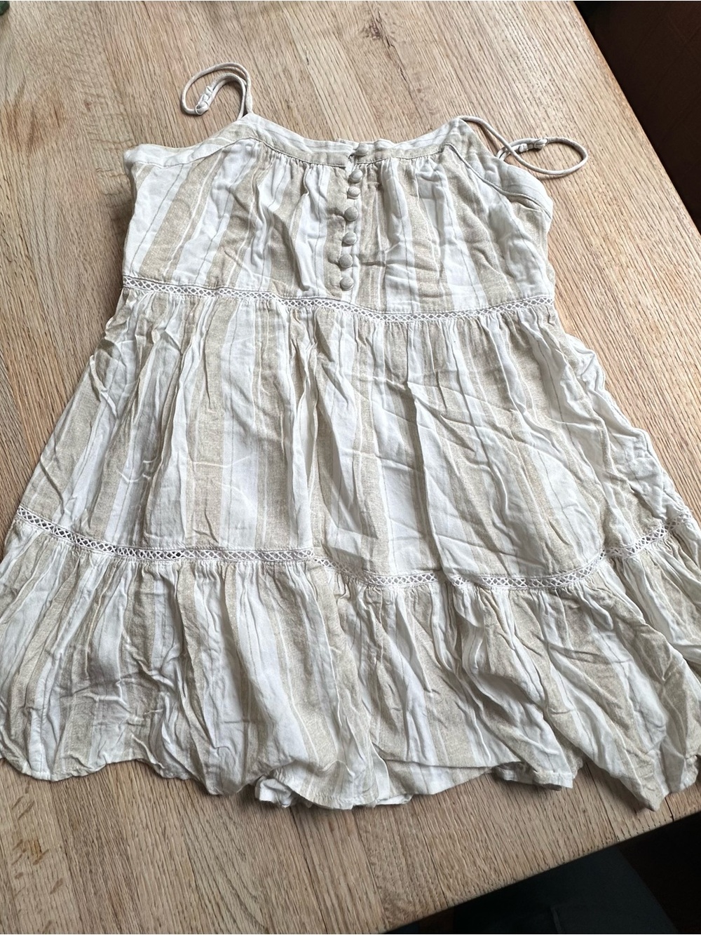 Urban Outfitters honey tiered Cream and Tan Striped Sundress